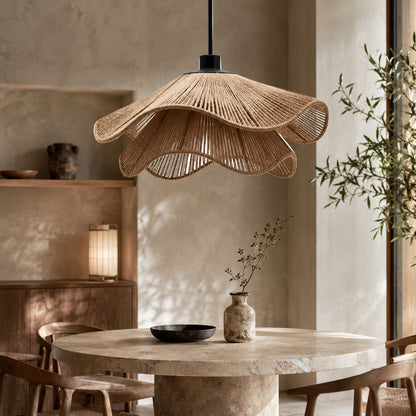 Boho Jute Pendant Lamp | Natural Adjustable Kitchen Light