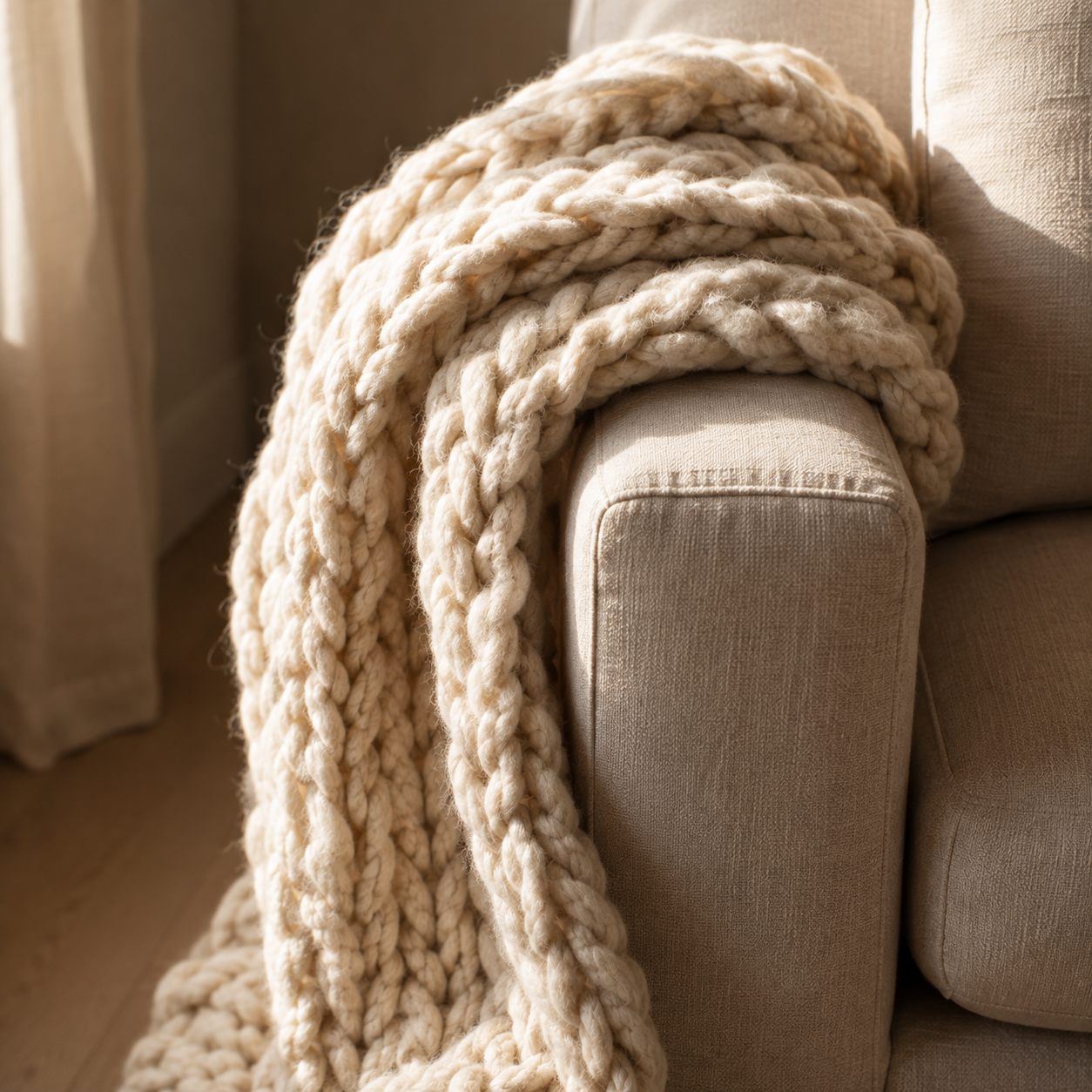 Chunky Knit Wool Throw