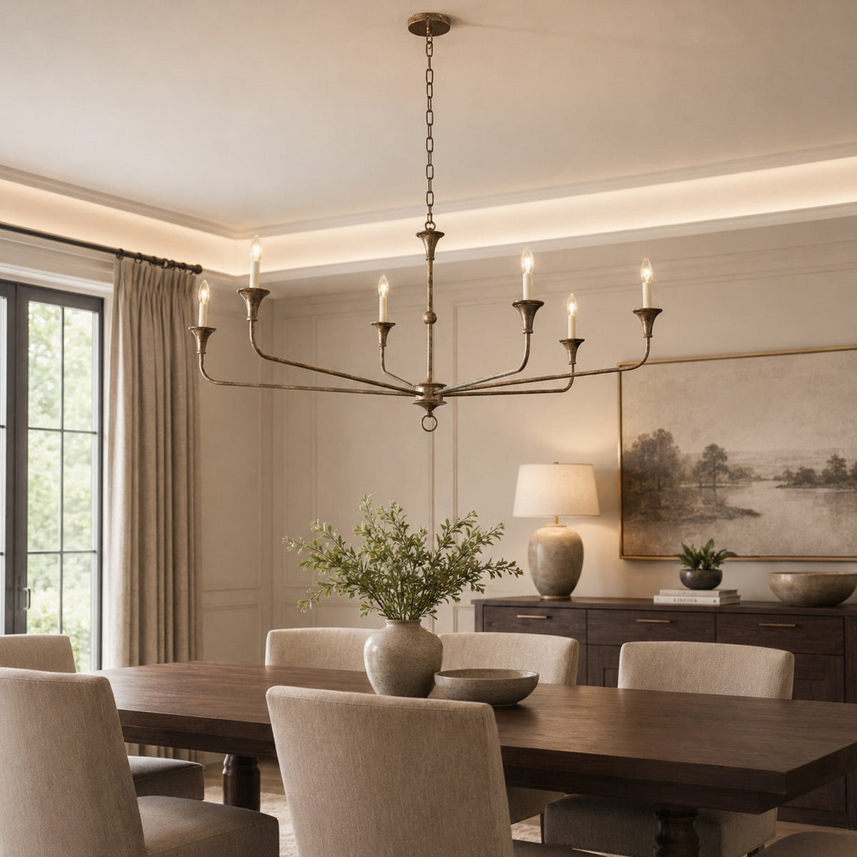 Brass 5-Head Chandelier | Adjustable E14 Flush Mount Light