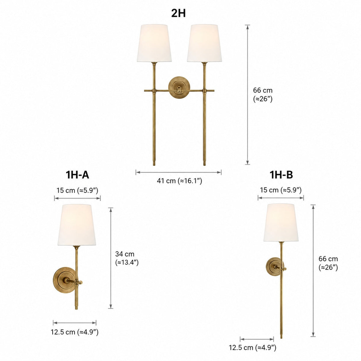 Brass Wall Sconce | Tapered Fabric Shade Indoor LED Light