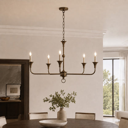 Brass 5-Head Chandelier | Adjustable E14 Flush Mount Light