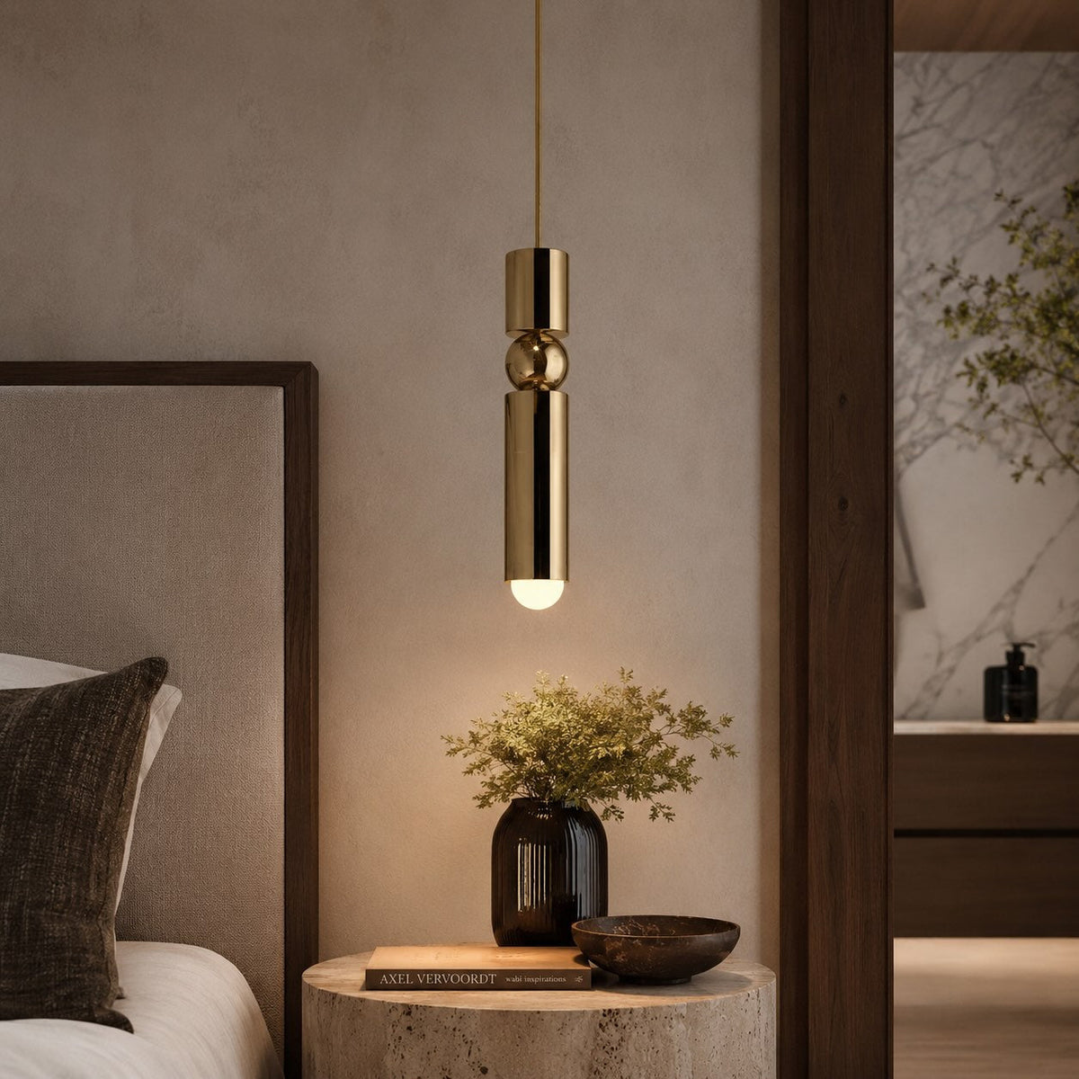 Geometric Black Pendant Light | Adjustable Dimmable LED Lamp