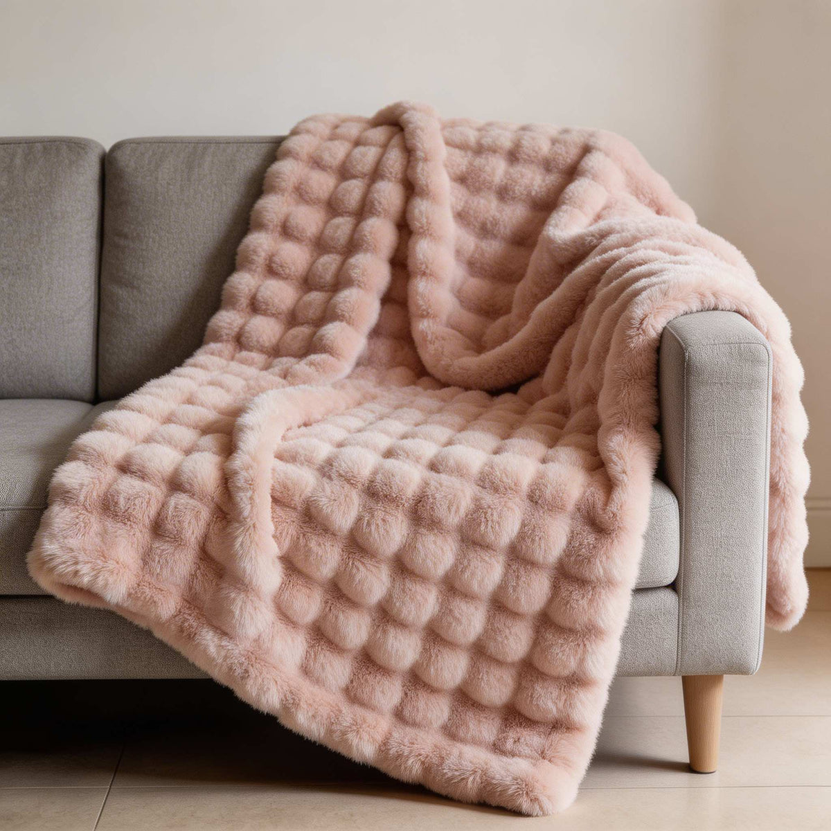 Soft Faux Fur Throw Blanket – Lightweight All-Season Cozy Throw