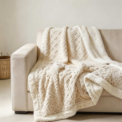 Reversible Sherpa Throw Blanket – Lightweight Soft Fleece Bed Throw