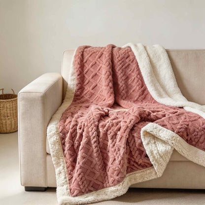 Reversible Sherpa Throw Blanket – Lightweight Soft Fleece Bed Throw