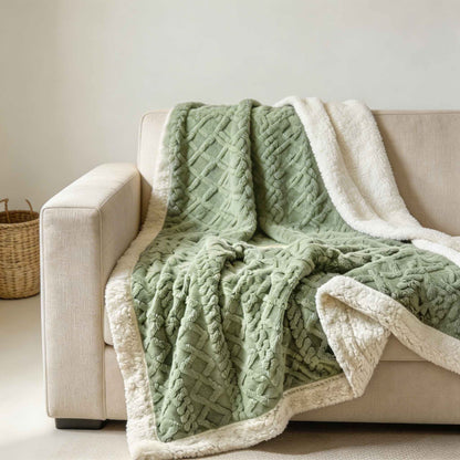 Reversible Sherpa Throw Blanket – Lightweight Soft Fleece Bed Throw