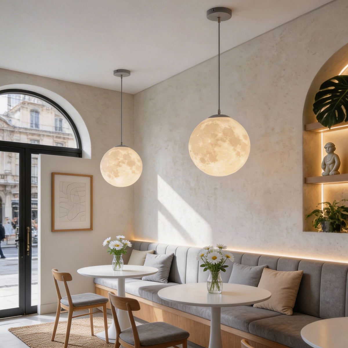 Moon Globe Pendant Light | Modern Adjustable Hanging Lamp