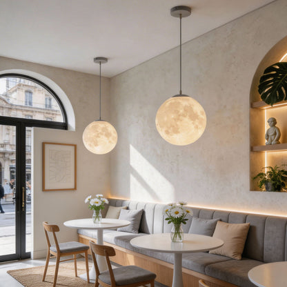 Moon Globe Pendant Light | Modern Adjustable Hanging Lamp