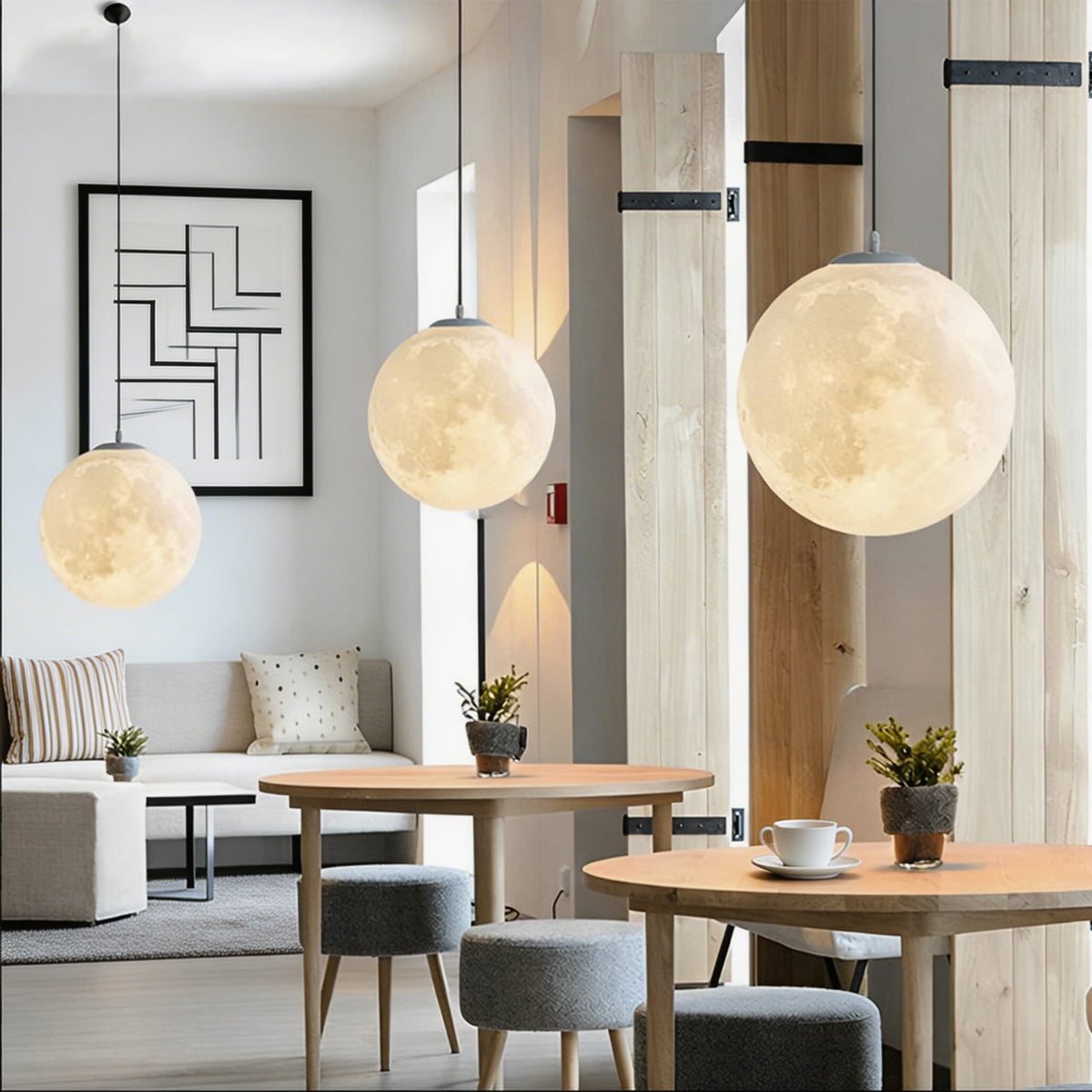 Moon Globe Pendant Light | Modern Adjustable Hanging Lamp
