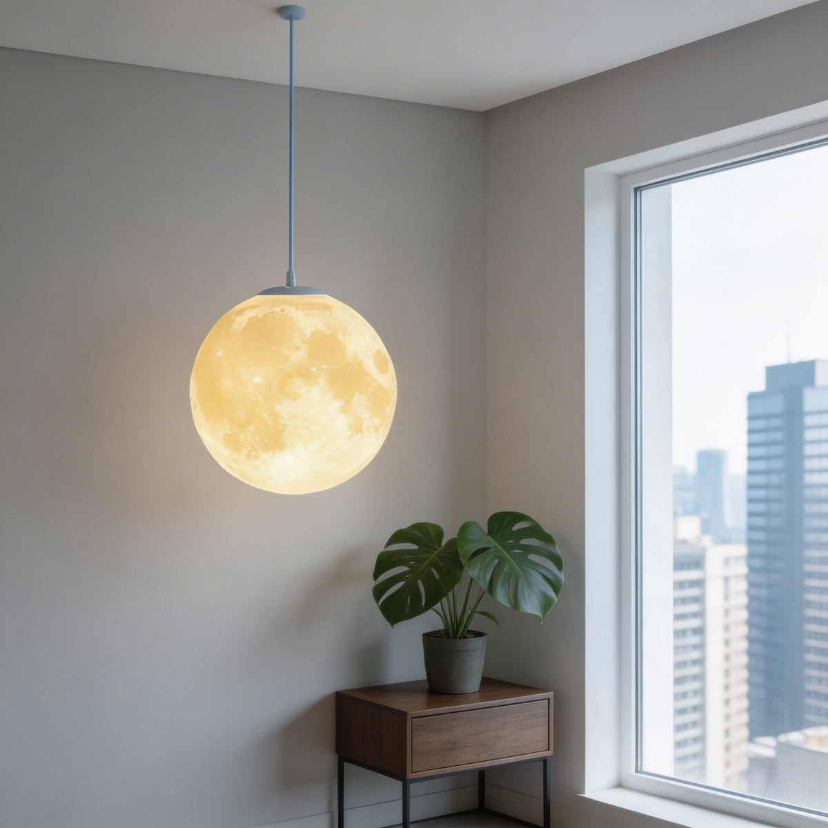 Moon Globe Pendant Light | Modern Adjustable Hanging Lamp