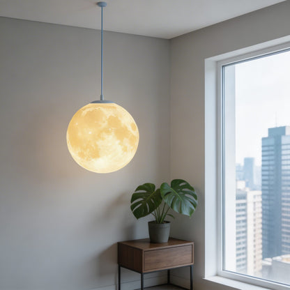 Moon Globe Pendant Light | Modern Adjustable Hanging Lamp