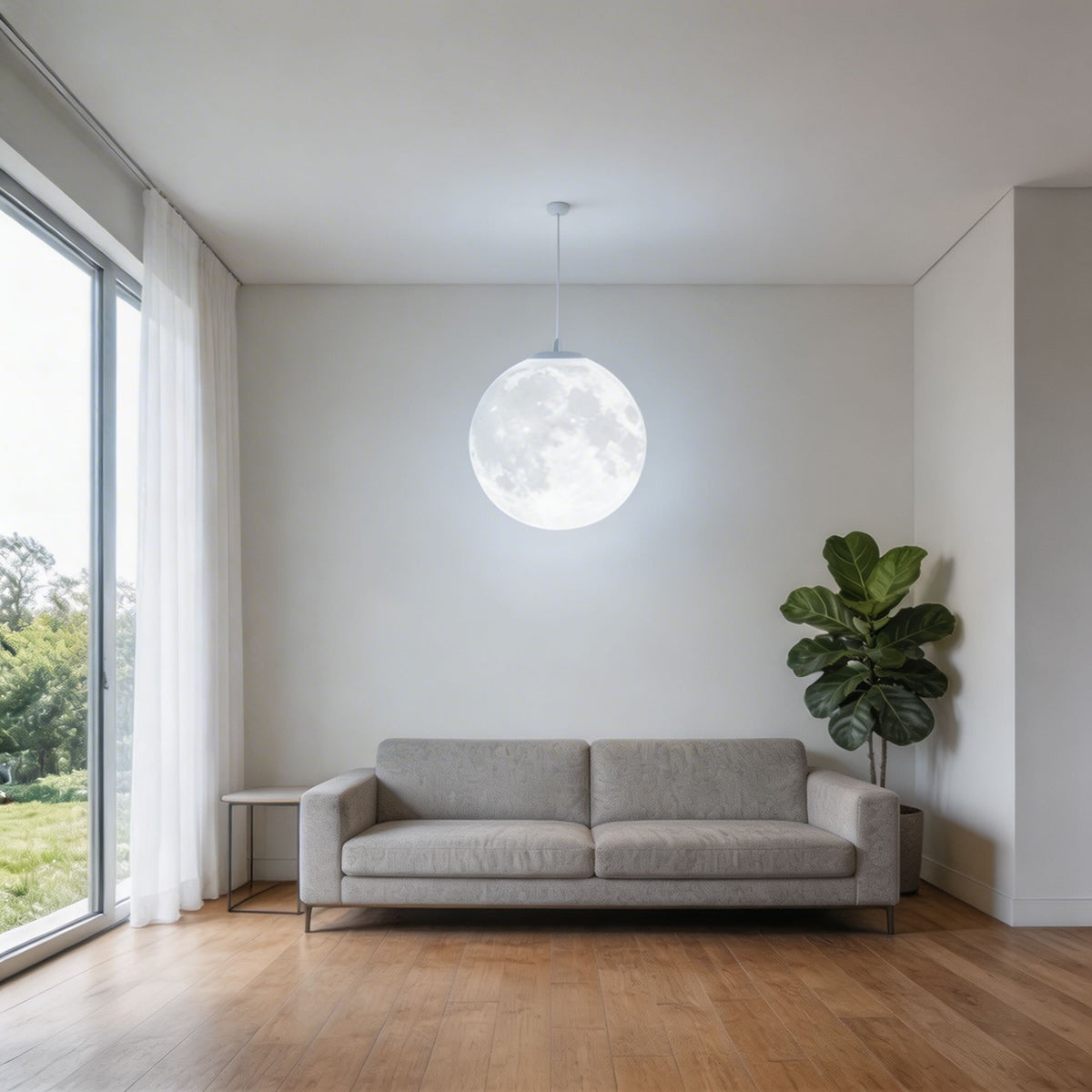 Moon Globe Pendant Light | Modern Adjustable Hanging Lamp