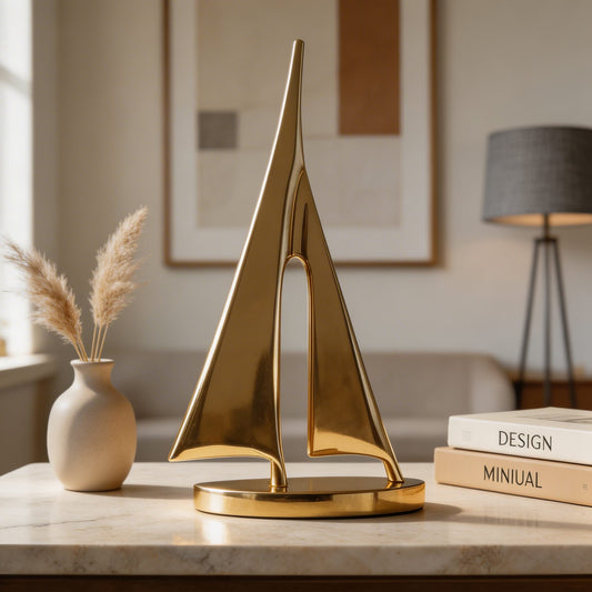 Copper Sailboat Sculpture – 7.9" Nautical Desk Accent