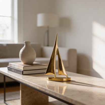 Copper Sailboat Sculpture – 7.9" Nautical Desk Accent