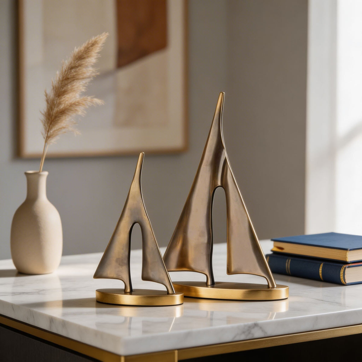 Copper Sailboat Sculpture – 7.9" Nautical Desk Accent