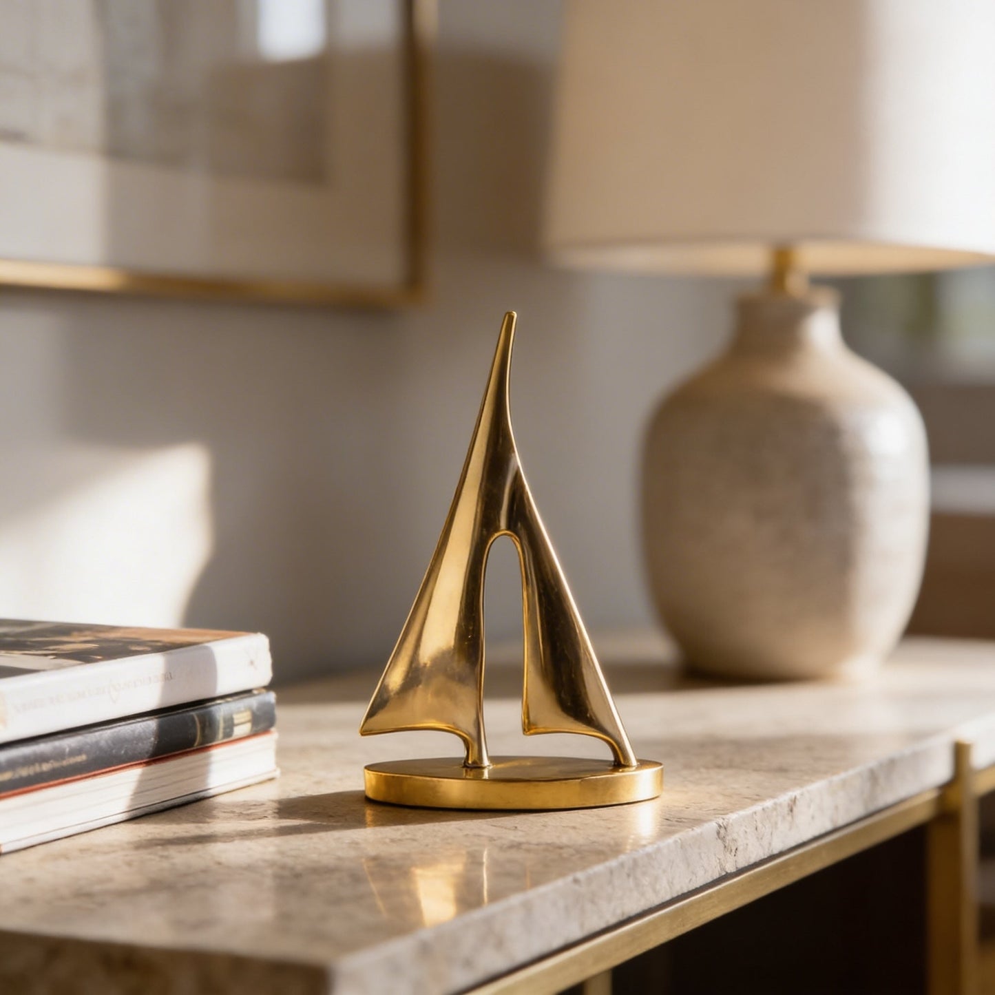 Copper Sailboat Sculpture – 7.9" Nautical Desk Accent