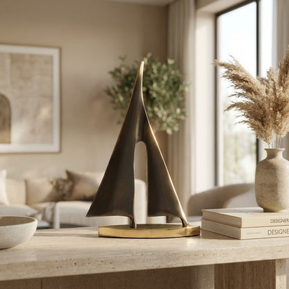 Copper Sailboat Sculpture – 7.9" Nautical Desk Accent