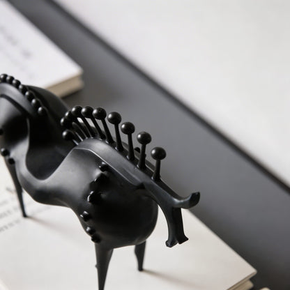 Cast Iron Abstract Horse Statue – Handmade Black Sculpture