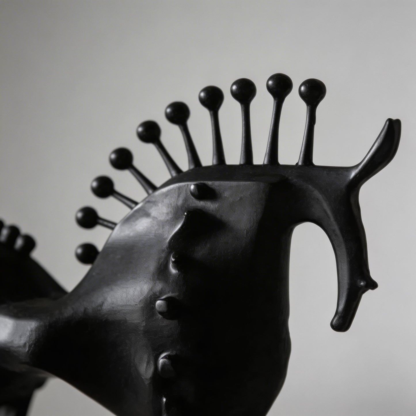 Cast Iron Abstract Horse Statue – Handmade Black Sculpture