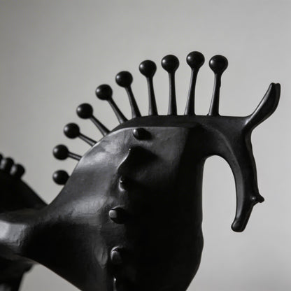 Cast Iron Abstract Horse Statue – Handmade Black Sculpture