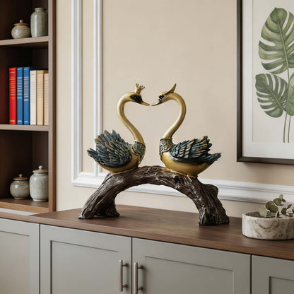 Ceramic Swan Pair Ornament – 11" Decorative Figurine Set