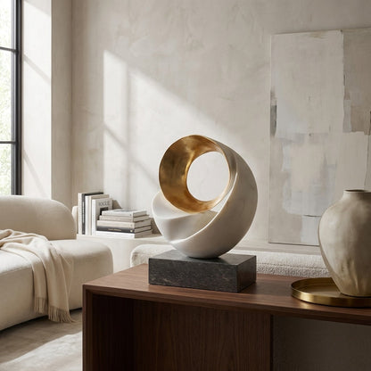 Abstract Balance Resin Sculpture – Minimalist Desk and Shelf Decor