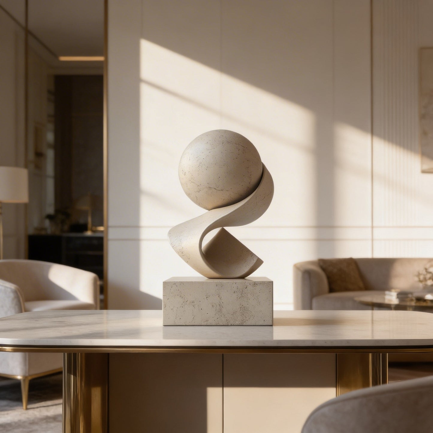 Abstract Balance Resin Sculpture – Minimalist Desk and Shelf Decor