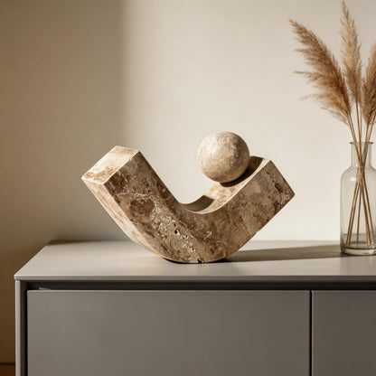Geometric Arc Desk Sculpture – Natural Stone or Resin Accent