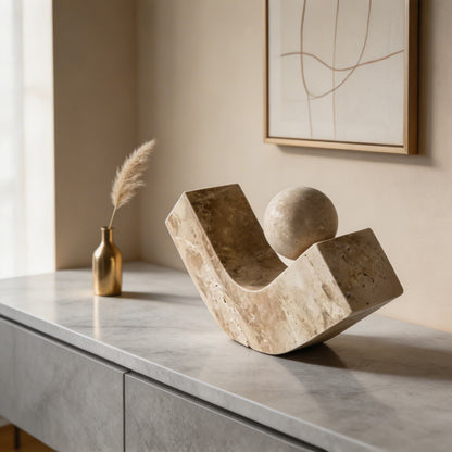 Geometric Arc Desk Sculpture – Natural Stone or Resin Accent