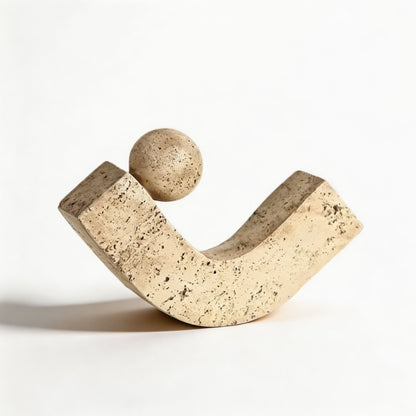 Geometric Arc Desk Sculpture – Natural Stone or Resin Accent