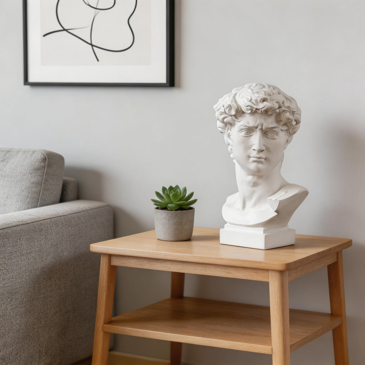 David Head Bust Sculpture – Modern Abstract Art Statue