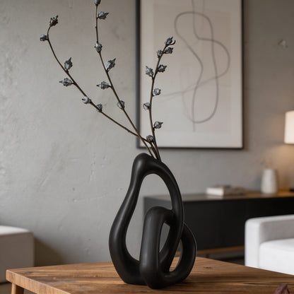 Nordic Irregular Ceramic Vase – Matte Finish for Dried Flowers