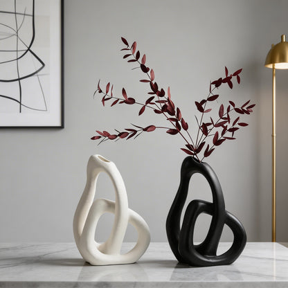 Nordic Irregular Ceramic Vase – Matte Finish for Dried Flowers