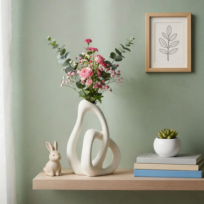 Nordic Irregular Ceramic Vase – Matte Finish for Dried Flowers