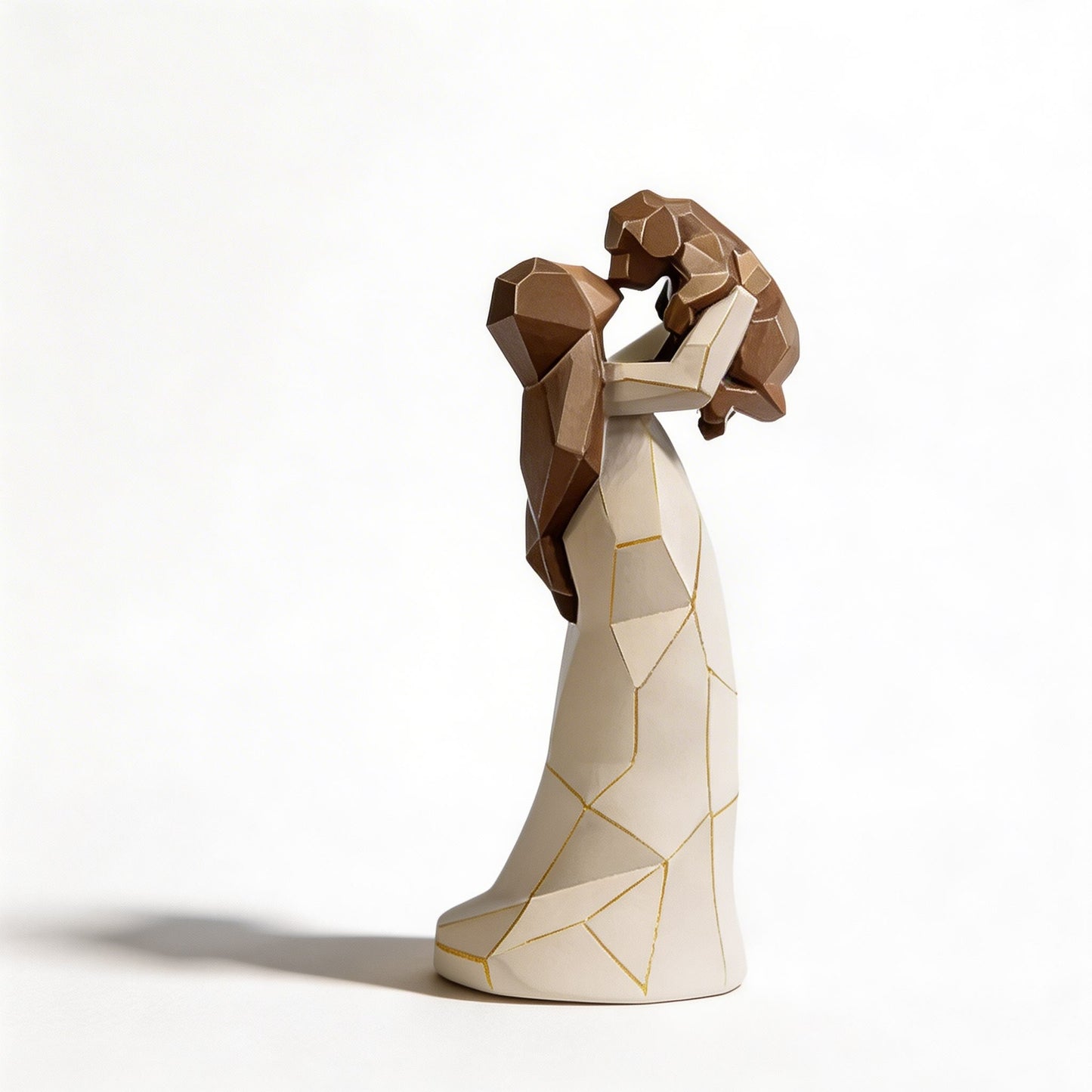 Girl and Dog Resin Sculpture – Geometric Figurine Desk Ornament