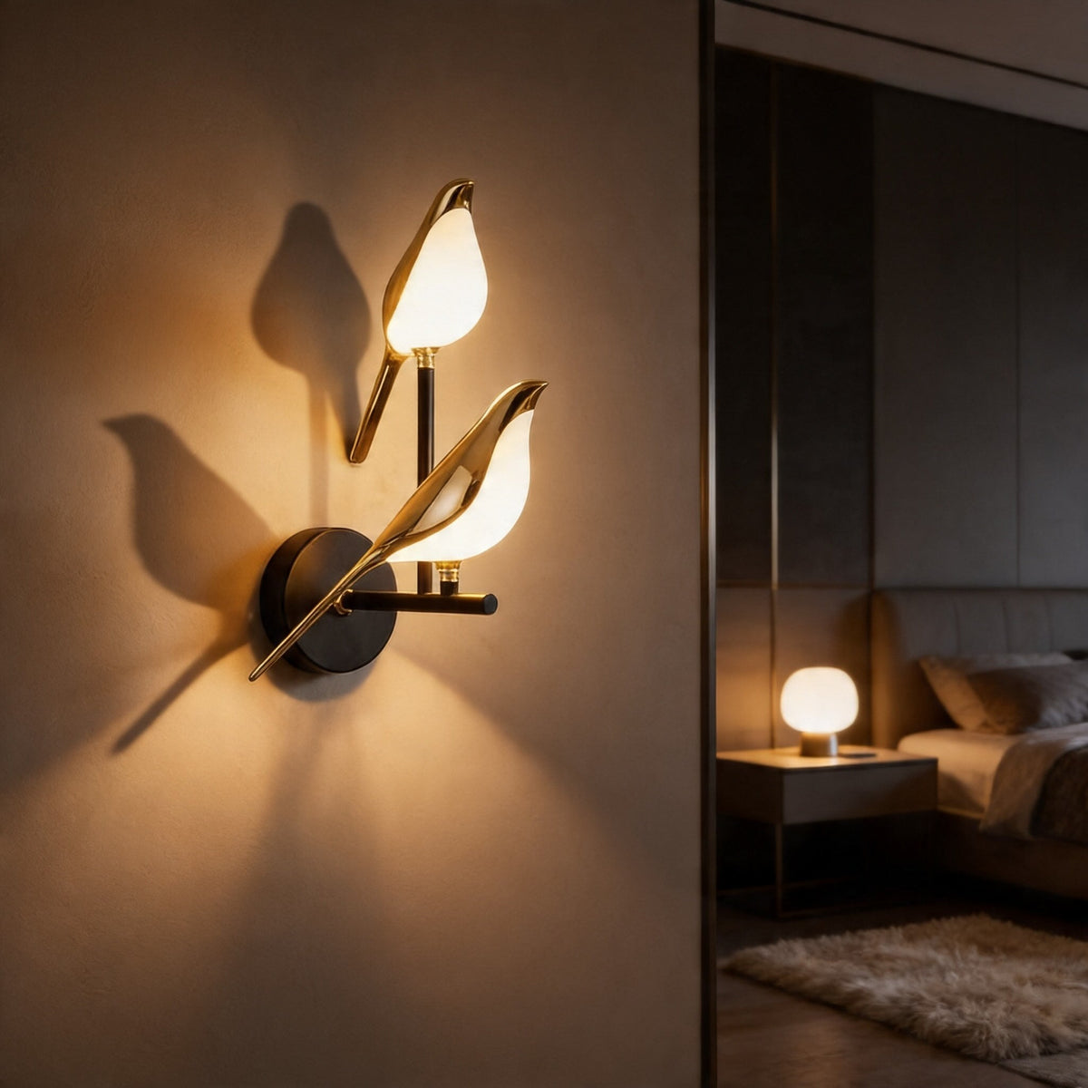Nordic Bird Wall Sconce | Dimmable LED Glass Shade Light