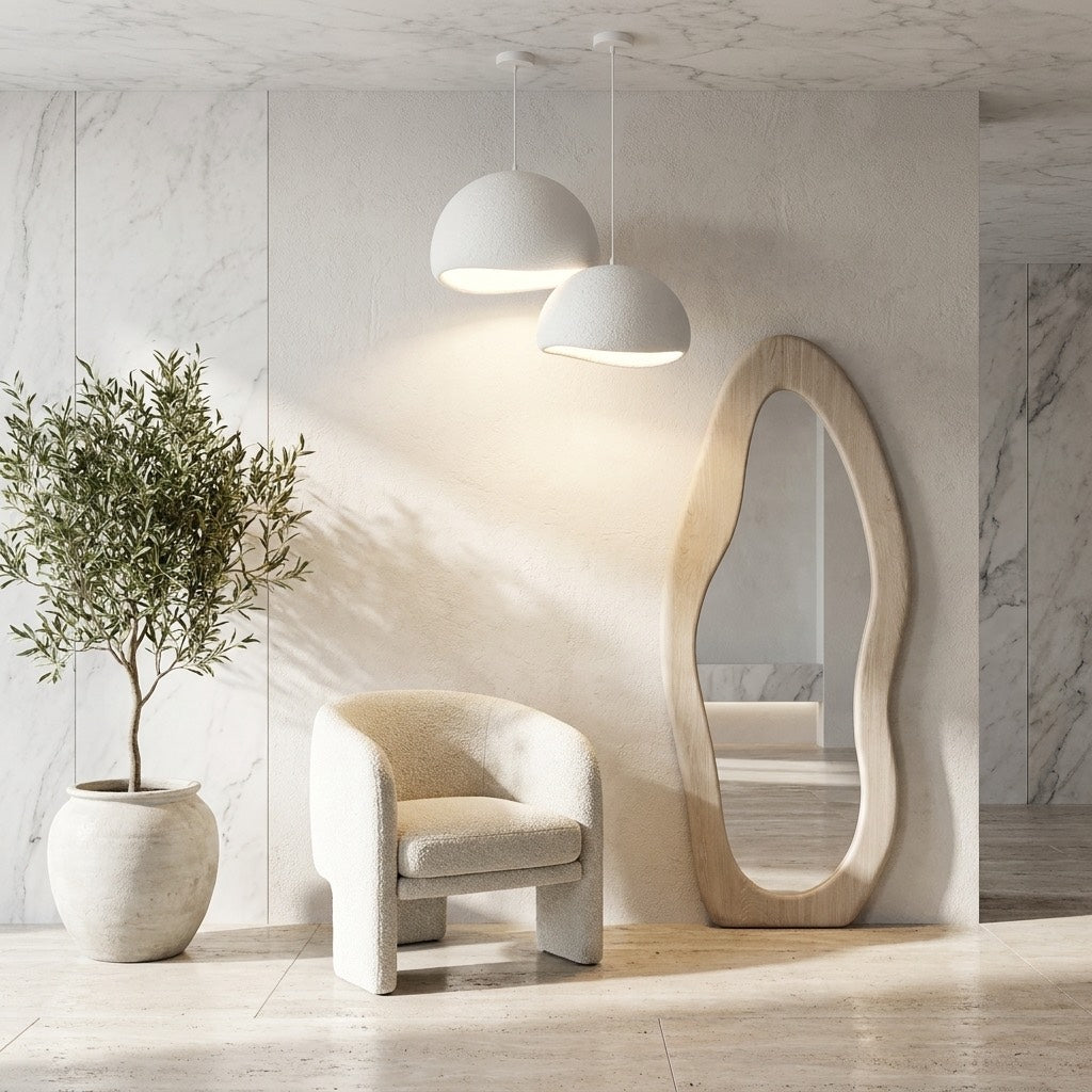 Wabi Sabi Fiberglass Pendant | Japandi Hanging Ceiling Light