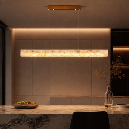 Marble & Steel Pendant Light | Adjustable LED Dining Fixture