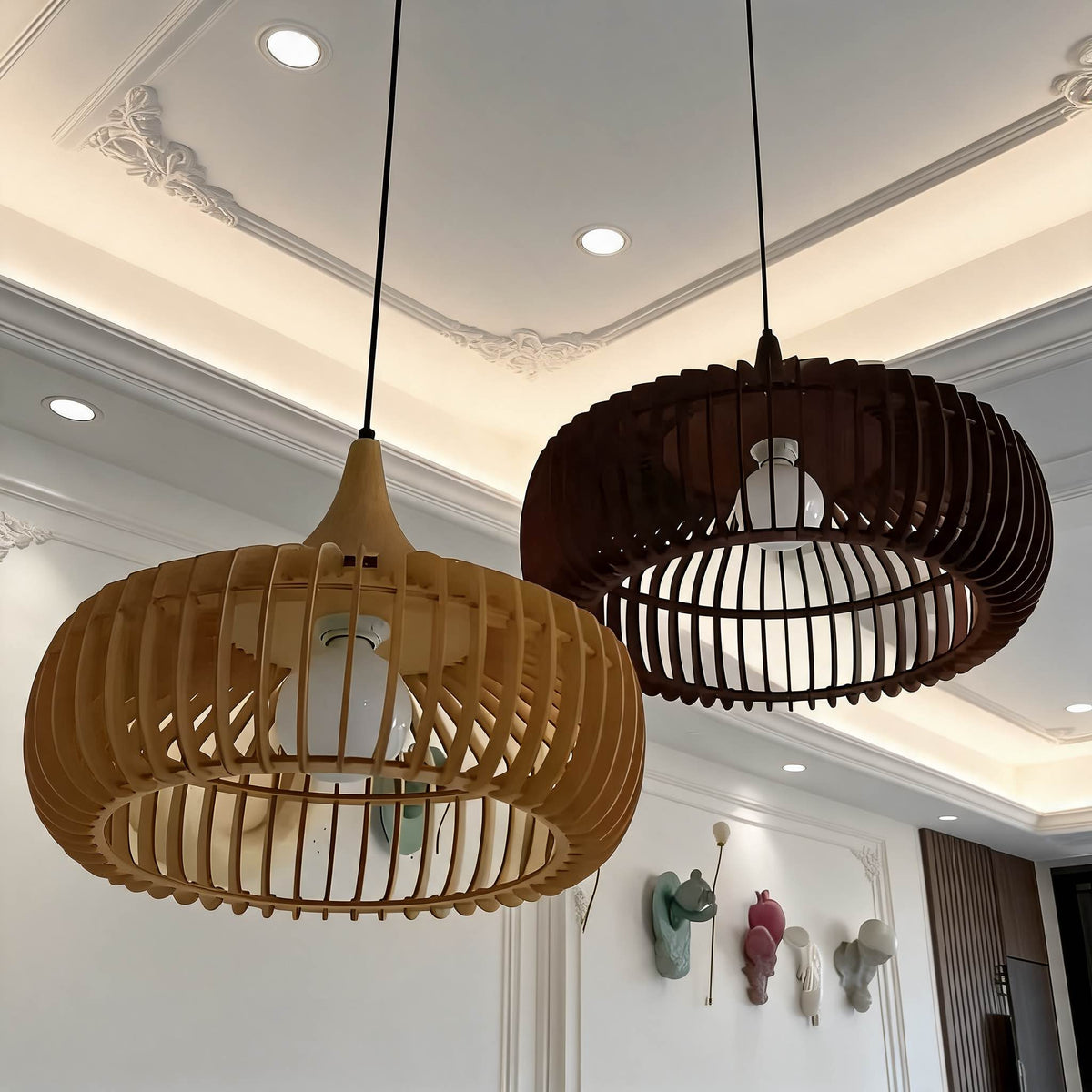 Scandinavian Wood Pendant Lamp | Minimalist LED Ceiling Light