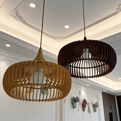Scandinavian Wood Pendant Lamp | Minimalist LED Ceiling Light