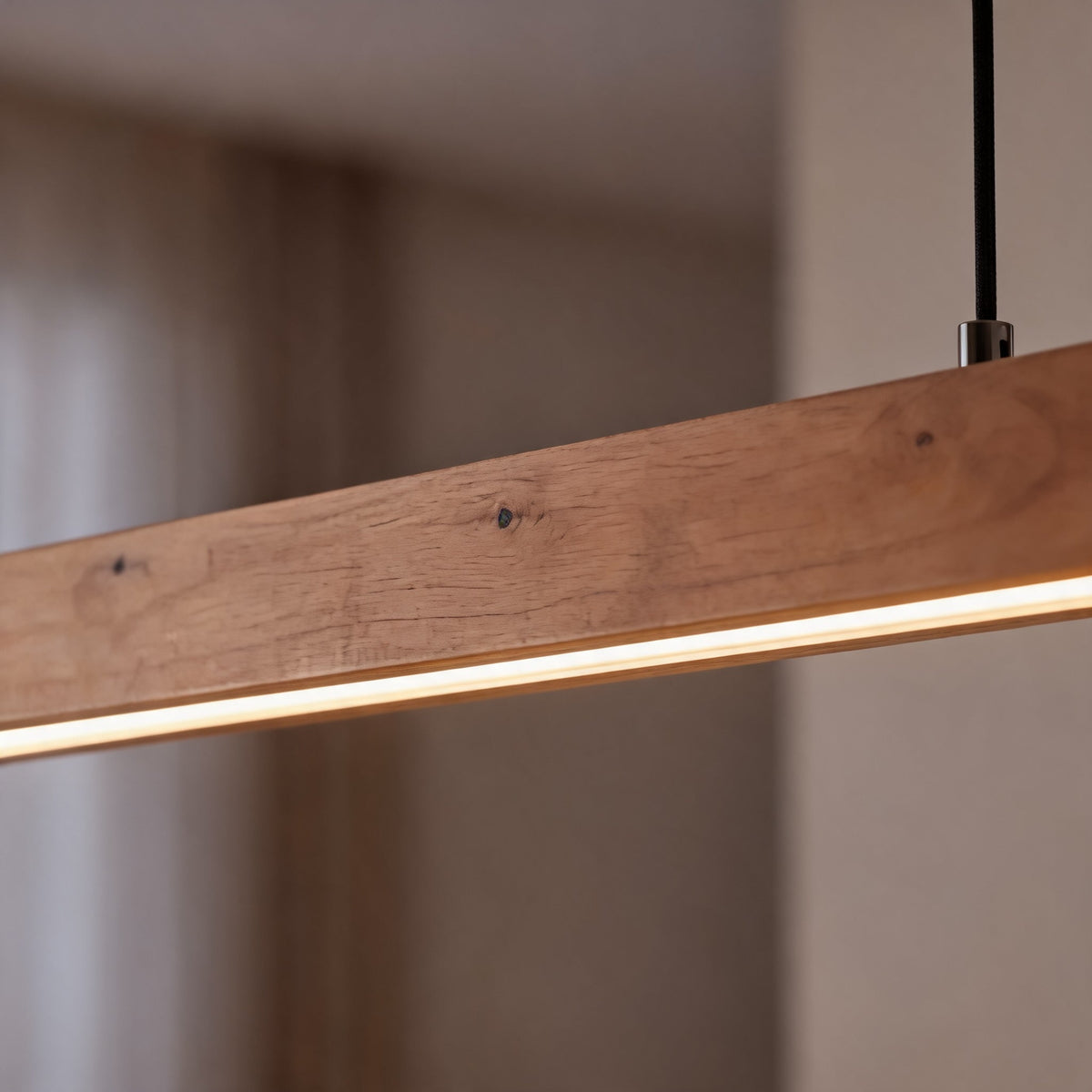 Walnut Linear Pendant Light | Adjustable LED Office Lamp