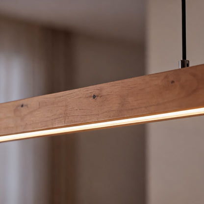 Walnut Linear Pendant Light | Adjustable LED Office Lamp