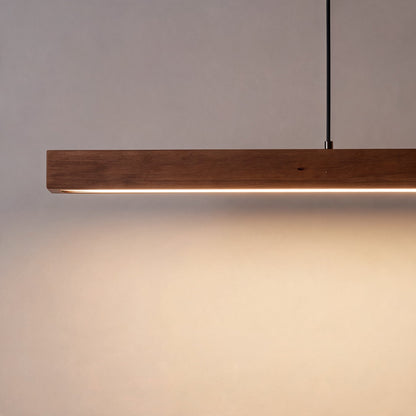 Walnut Linear Pendant Light | Adjustable LED Office Lamp