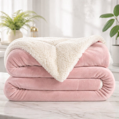 Reversible Sherpa Fleece Throw Blanket – Large Soft Fluffy Bed Throw