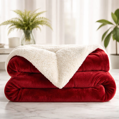 Reversible Sherpa Fleece Throw Blanket – Large Soft Fluffy Bed Throw