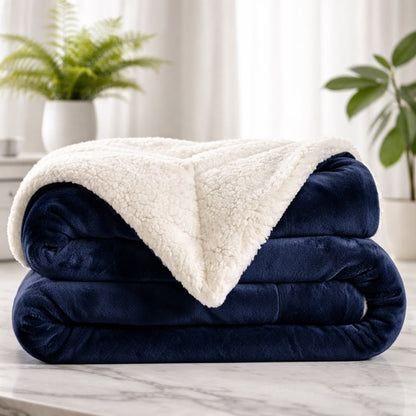 Reversible Sherpa Fleece Throw Blanket – Large Soft Fluffy Bed Throw