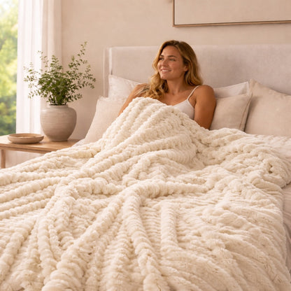 Striped Fleece Throw Blanket – Charcoal Grey Soft Sofa Throw