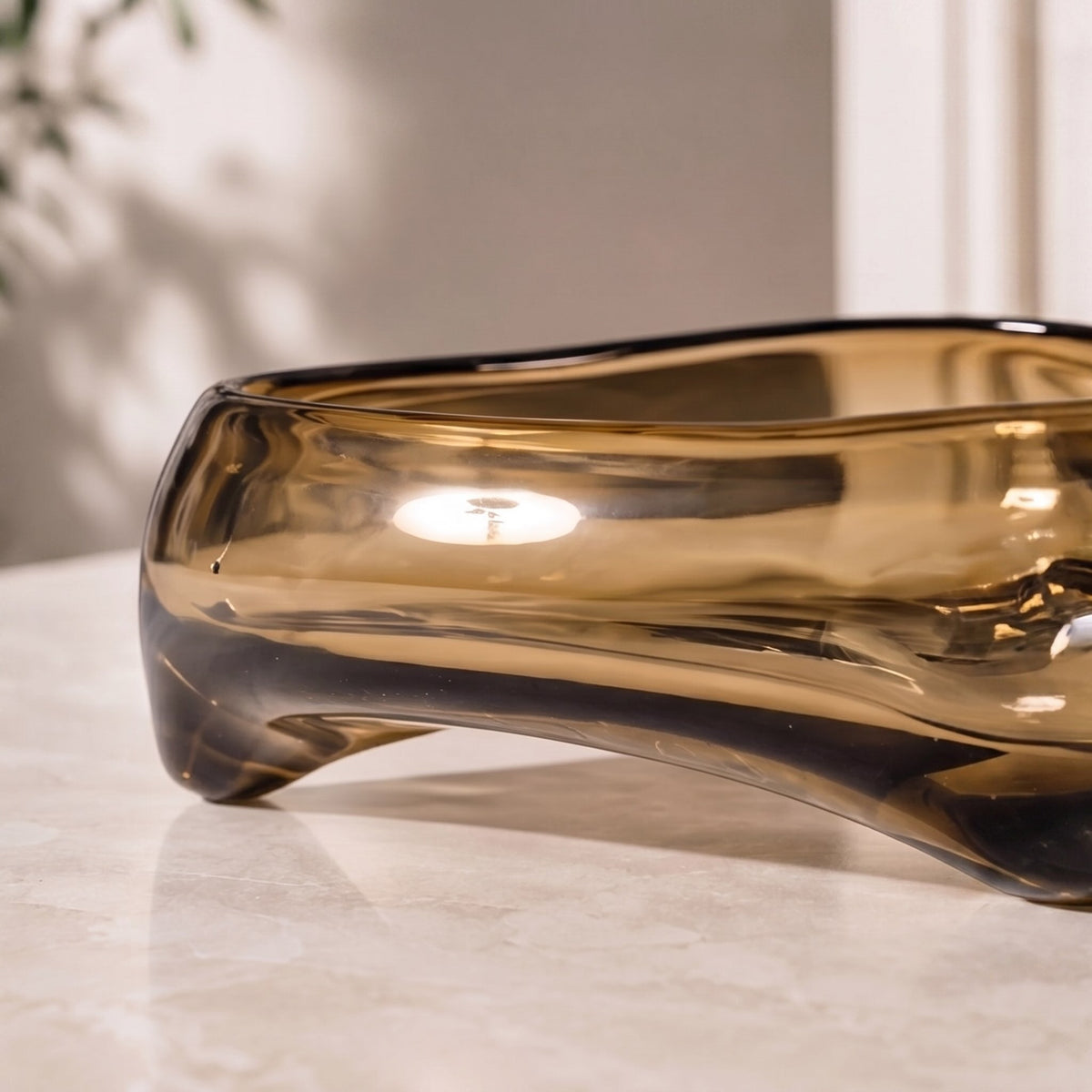 Handblown Glass Decorative Bowl – Fluid Organic Centerpiece