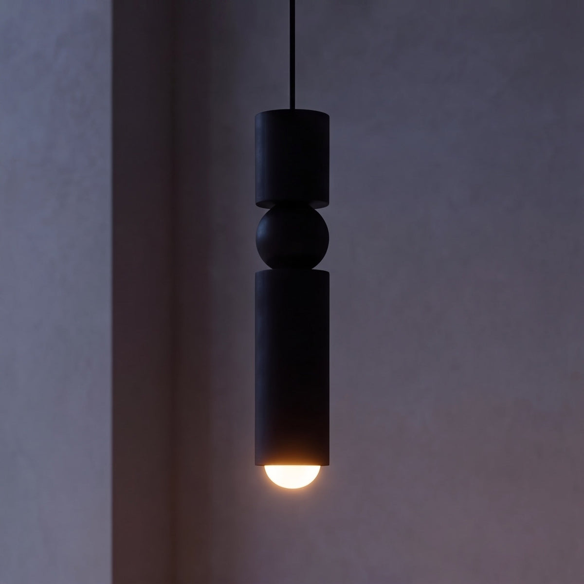 Geometric Black Pendant Light | Adjustable Dimmable LED Lamp