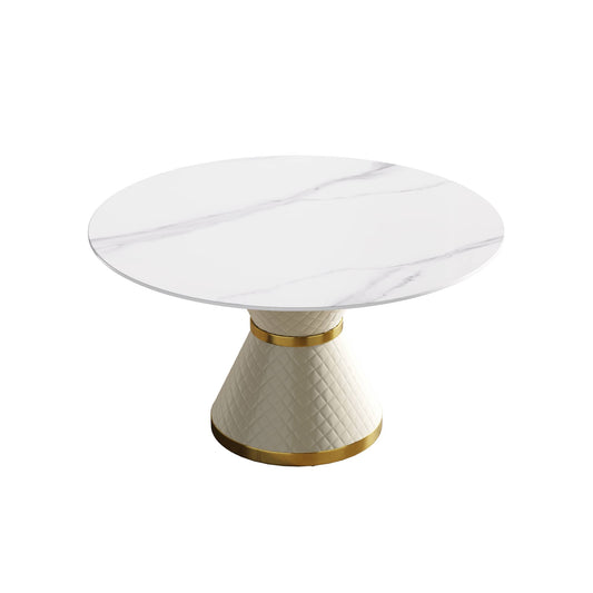 Willow White Round Sintered Stone Dining Table